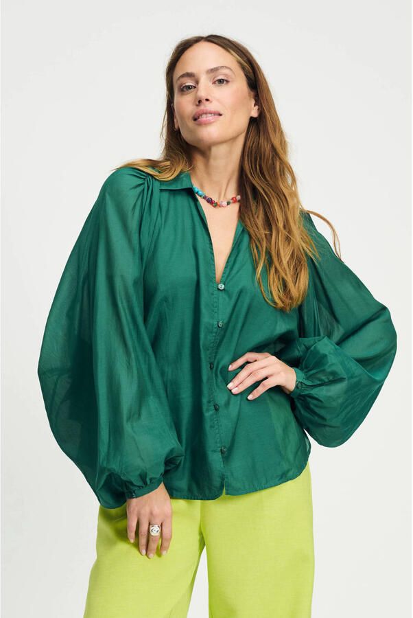 POM AMSTERDAM Dames Blouses Lena Meadow Groen - Foto 6