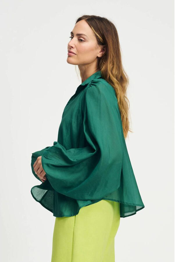 POM AMSTERDAM Dames Blouses Lena Meadow Groen - Foto 5
