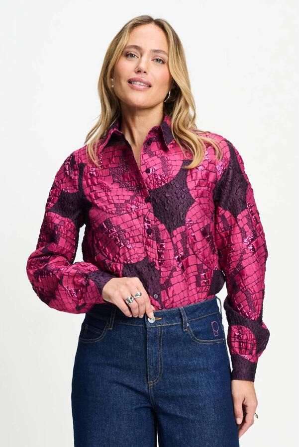 POM Amsterdam blouse met print fuchsia