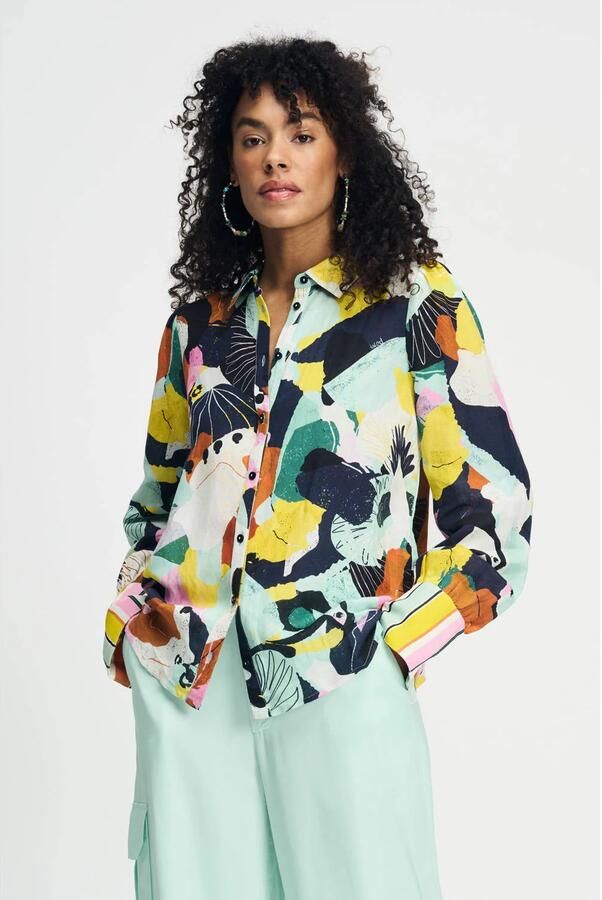POM AMSTERDAM Dames Blouses Paradise Linen Multi - Foto 7
