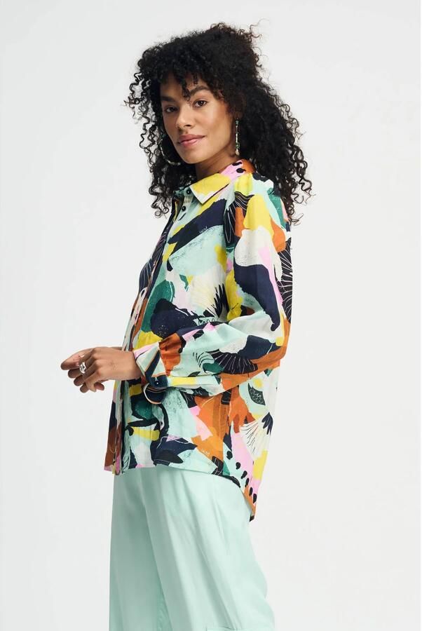 POM AMSTERDAM Dames Blouses Paradise Linen Multi - Foto 6