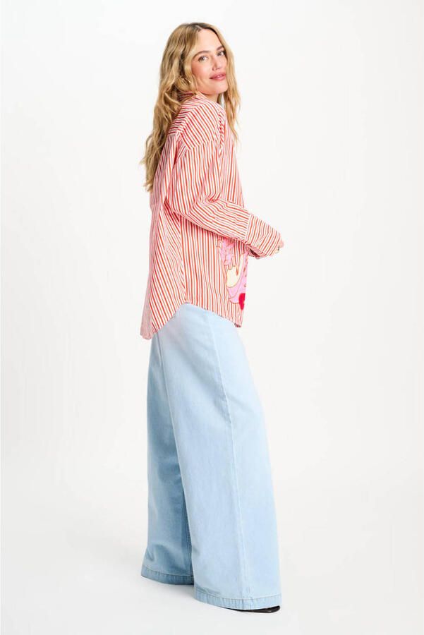 POM AMSTERDAM Dames Blouses Blouse Poplin Striped Orange Multi - Foto 7
