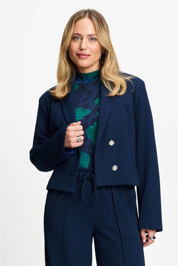 POM Amsterdam cropped blazer donkerblauw
