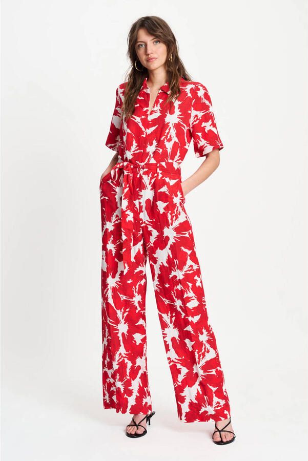 POM Amsterdam gebloemde jumpsuit rood