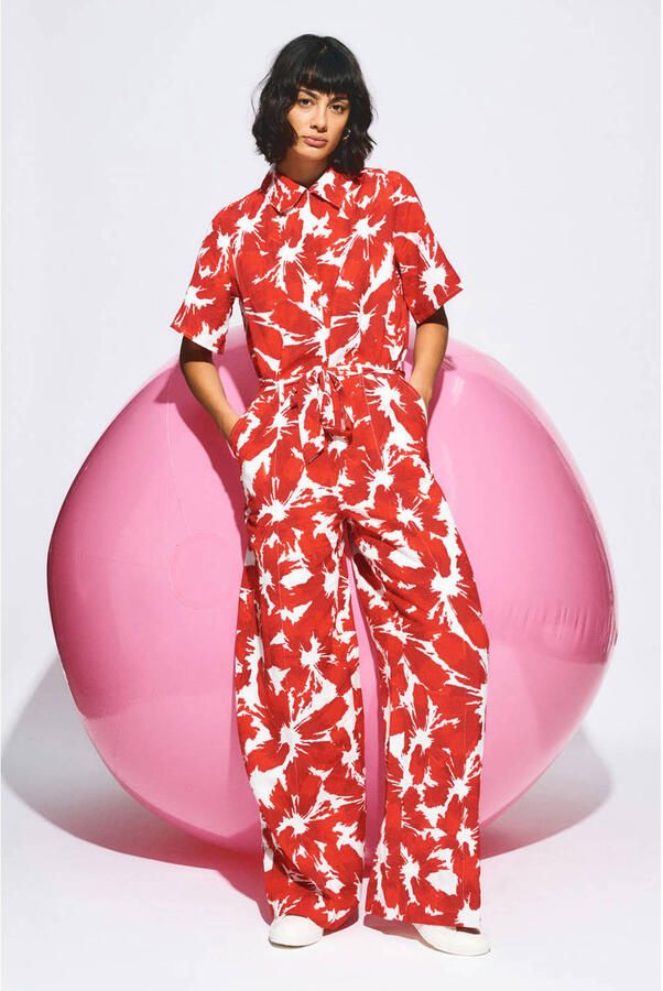 POM Amsterdam gebloemde jumpsuit rood - Foto 3