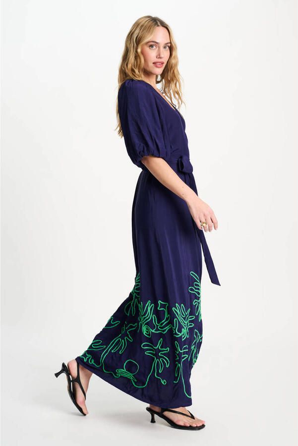 POM Amsterdam gebloemde maxi jurk donkerblauw - Foto 2