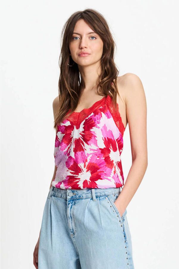 POM Amsterdam gebloemde top rood