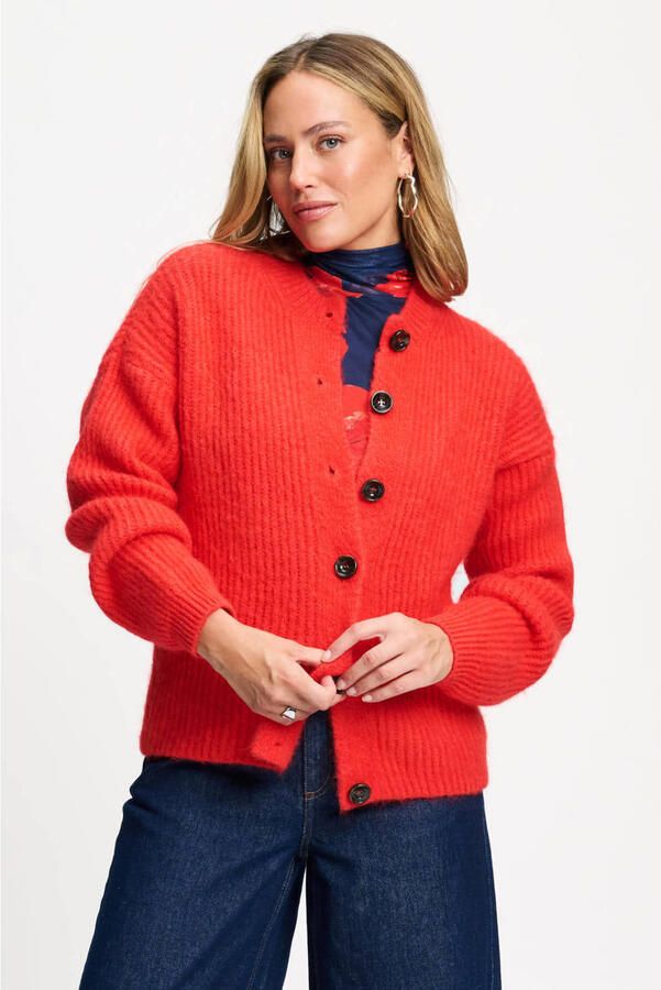 POM Amsterdam gebreid vest met wol rood