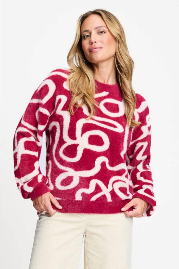 POM Amsterdam gebreide trui met print donkerrood