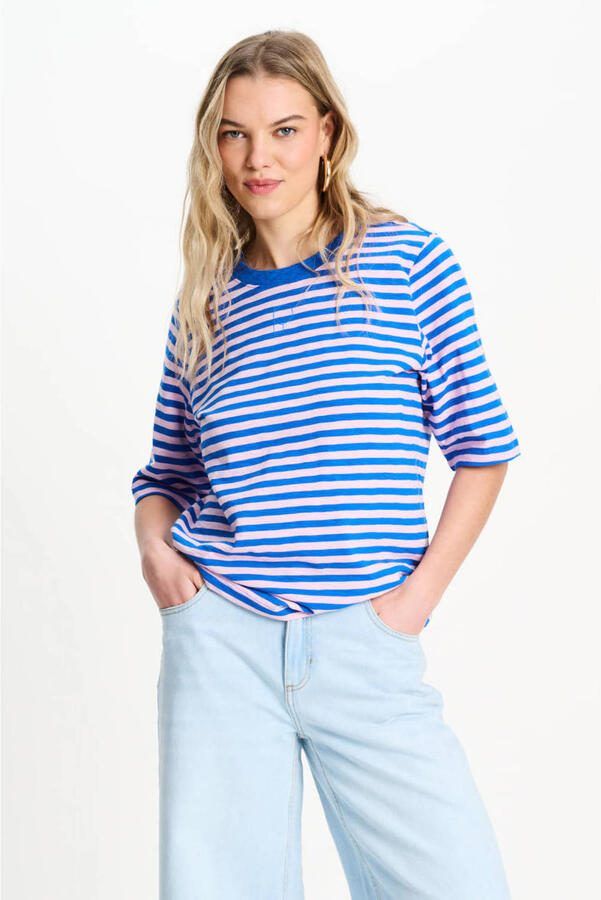 POM Amsterdam gestreept T-shirt blauw