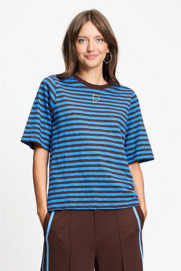 POM Amsterdam gestreept T-shirt blauw