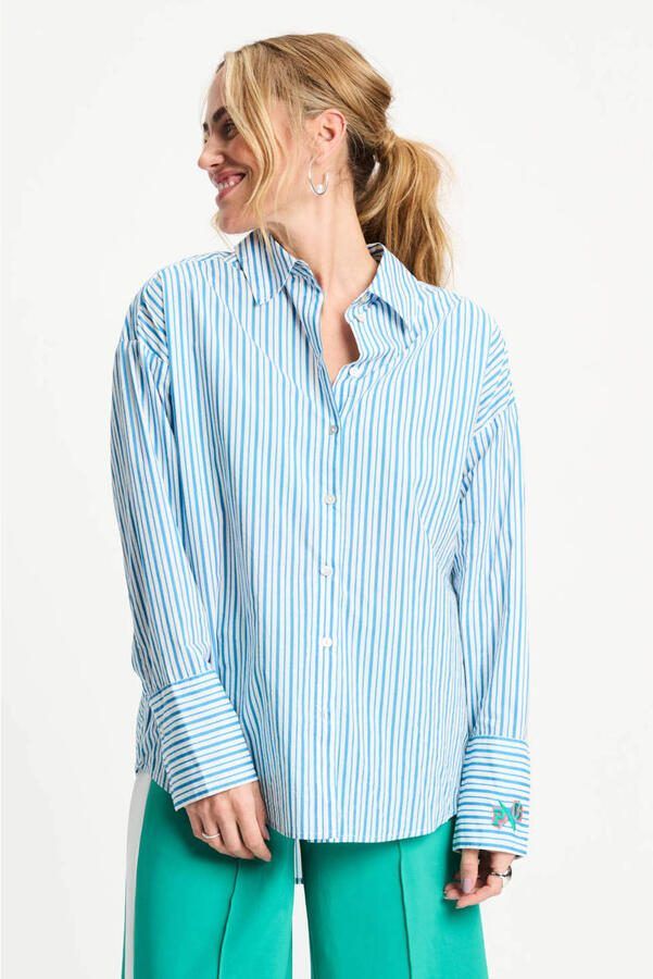 POM Amsterdam gestreepte blouse met krijtstreep blauw - Foto 3