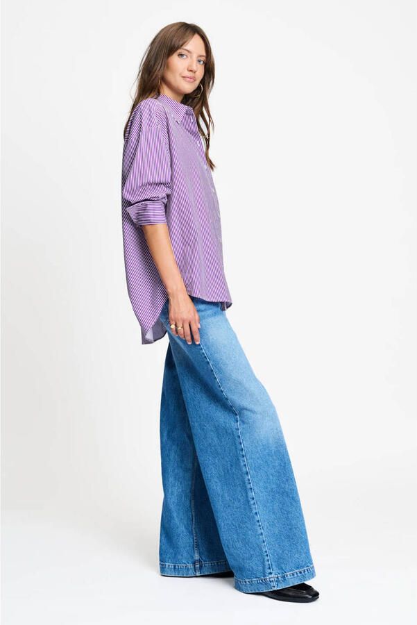 POM Amsterdam gestreepte blouse paars - Foto 2