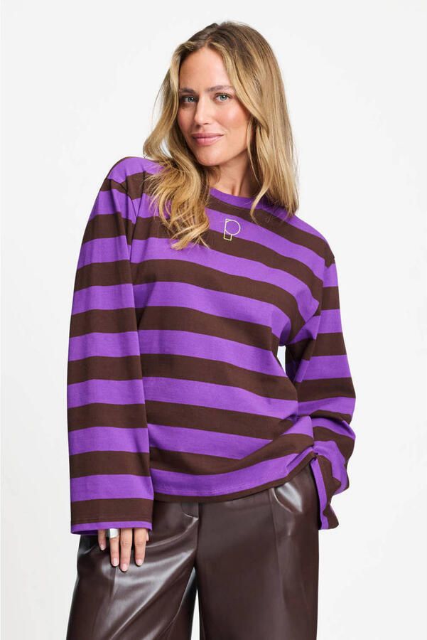 POM Amsterdam gestreepte longsleeve paars
