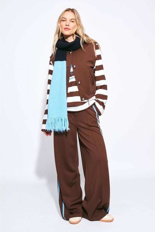POM AMSTERDAM Dames Tops & T-shirts Joy Striped Brown White Bruin - Foto 6