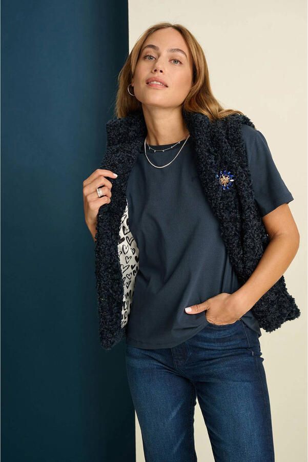 POM AMSTERDAM Dames Blazers Gilet Teddy Love Blauw - Foto 5