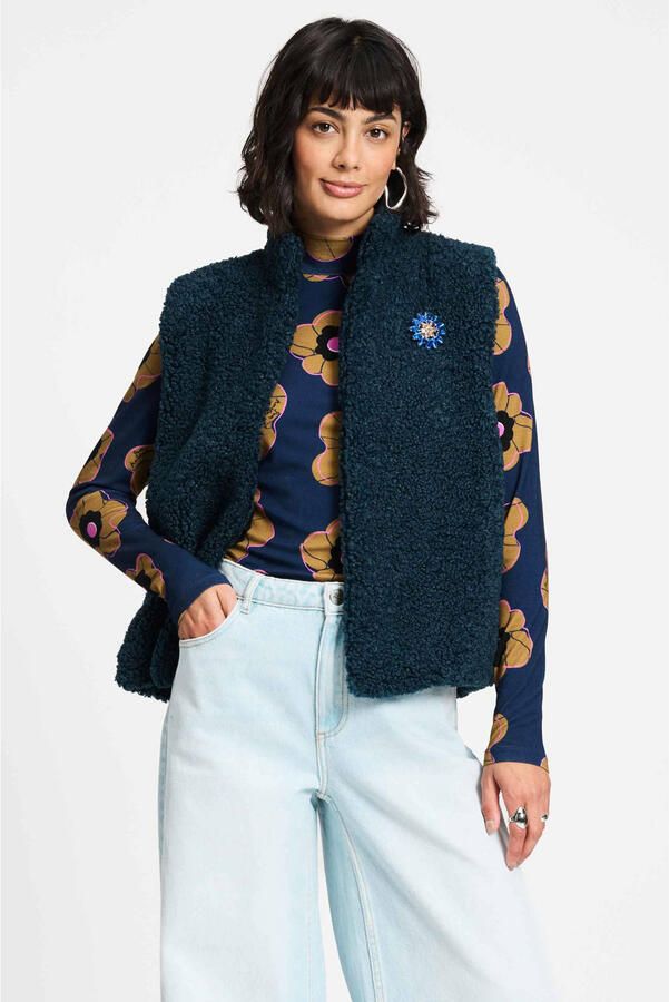 POM AMSTERDAM Dames Blazers Gilet Teddy Love Blauw - Foto 7