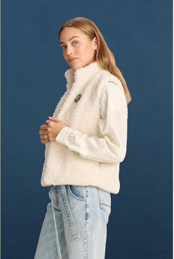 POM AMSTERDAM Dames Blazers Gilet Teddy Love Ecru - Foto 5