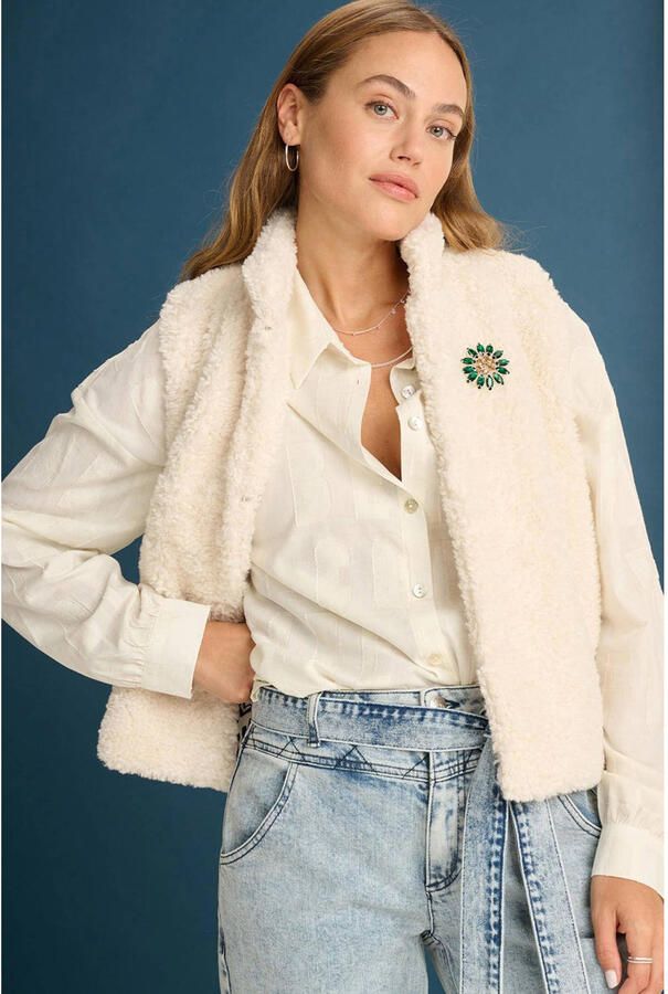 POM AMSTERDAM Dames Blazers Gilet Teddy Love Ecru - Foto 6