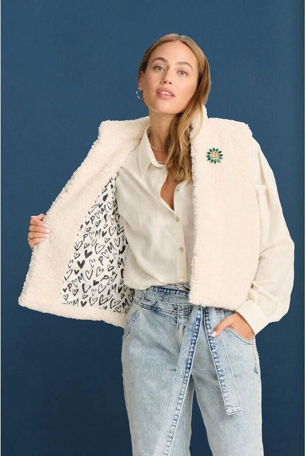 POM AMSTERDAM Dames Blazers Gilet Teddy Love Ecru - Foto 5