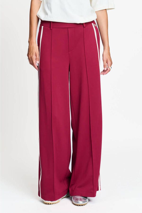 POM Amsterdam high waist wide leg gestreepte broek rood