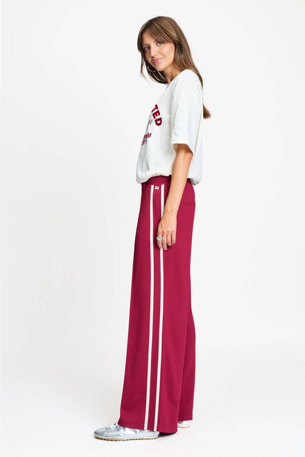 POM Amsterdam high waist wide leg gestreepte broek rood - Foto 2