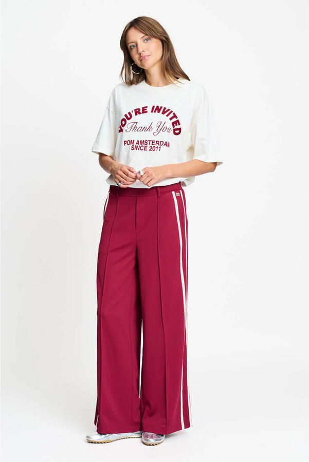POM Amsterdam high waist wide leg gestreepte broek rood - Foto 3