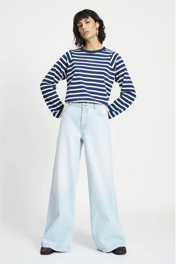 POM Amsterdam high waist wide leg jeans light blue denim - Foto 3