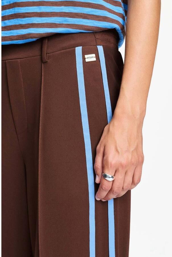 POM Amsterdam wide leg gestreepte broek bruin blauw - Foto 2