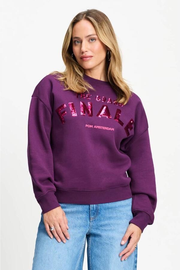POM Amsterdam katoenen sweater met pailletten donkerpaars