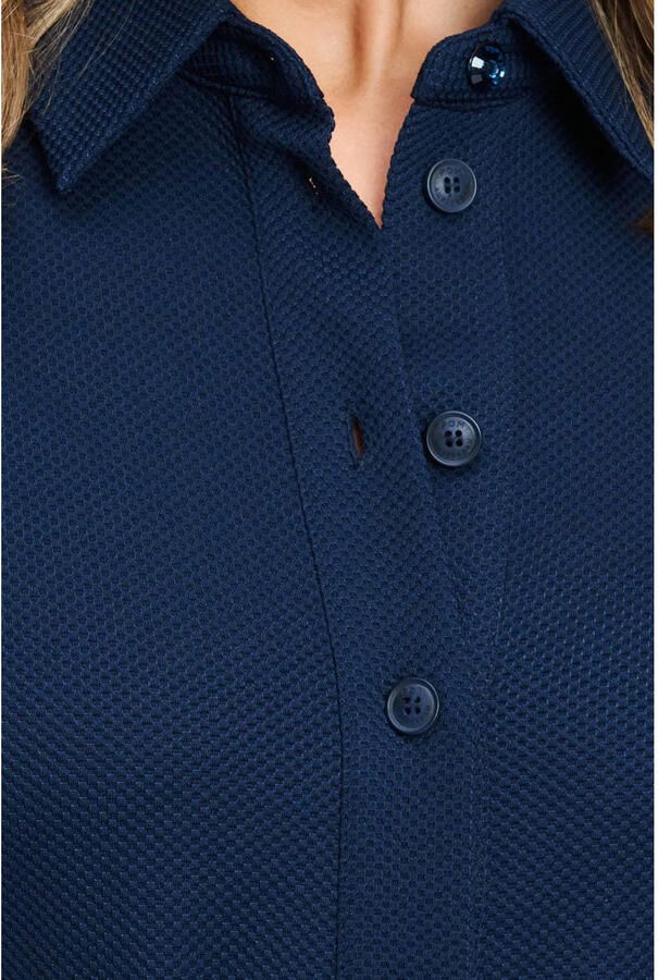 POM Amsterdam midi blousejurk met ceintuur donkerblauw - Foto 2