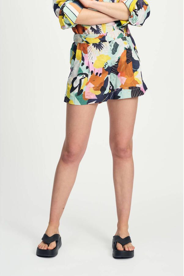 POM AMSTERDAM Dames Broeken Paradise Linen Short Multi - Foto 6