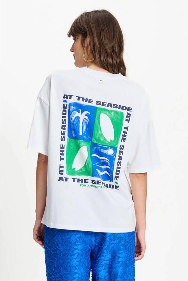 POM AMSTERDAM Dames Tops & T-shirts Tshirt Oversized At The Seaside Ecru - Foto 6