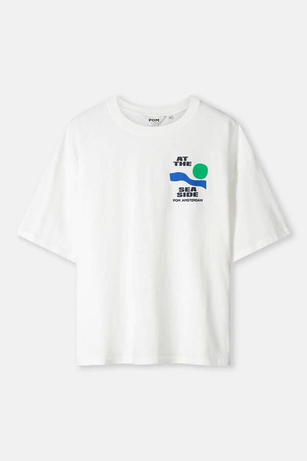 POM AMSTERDAM Dames Tops & T-shirts Tshirt Oversized At The Seaside Ecru - Foto 7