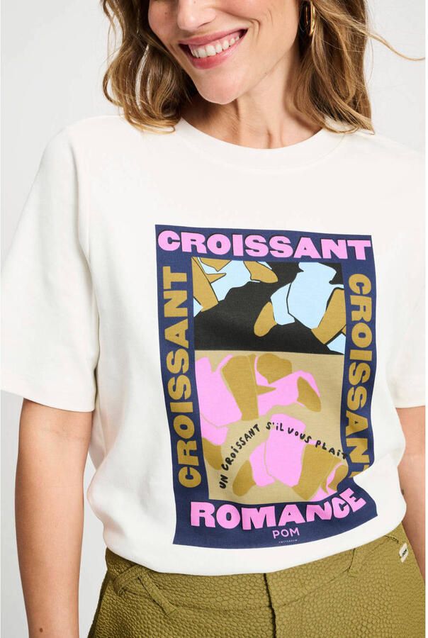 POM AMSTERDAM Dames Tops & T-shirts Tshirt Croissant Romane Wit - Foto 5