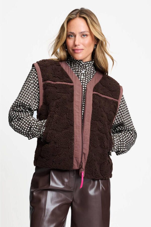POM Amsterdam teddy gilet donkerbruin