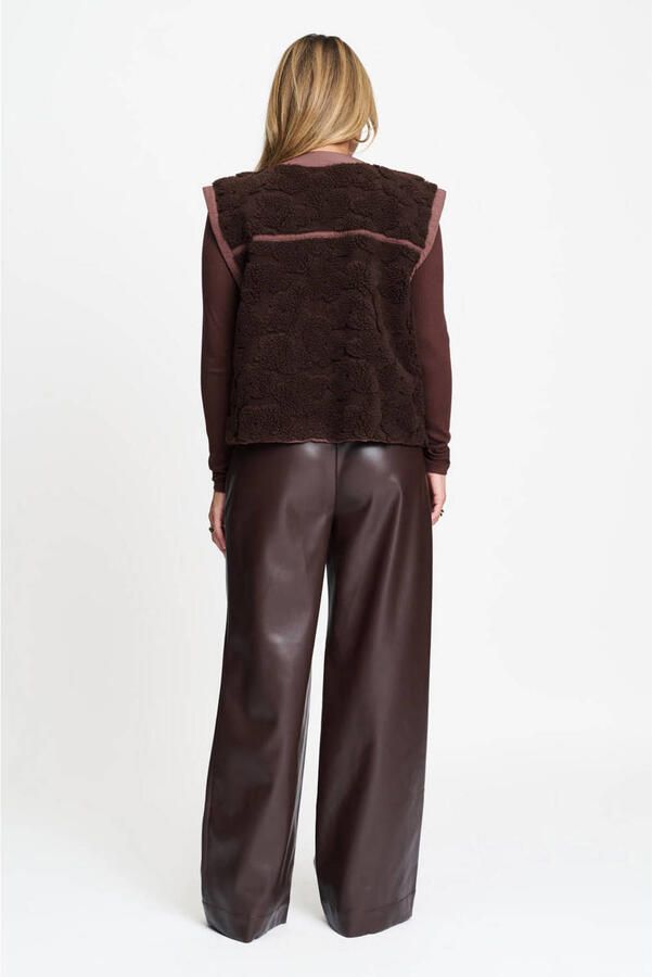 POM Amsterdam teddy gilet donkerbruin - Foto 3