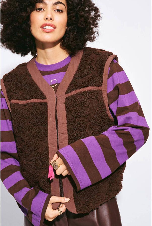 POM Amsterdam teddy gilet donkerbruin - Foto 2