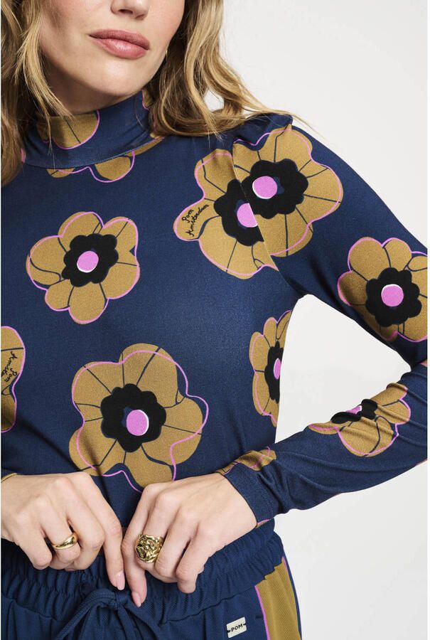 POM AMSTERDAM Dames Tops & T-shirts Turtleneck Fleurs Parfaites Donkerblauw - Foto 5