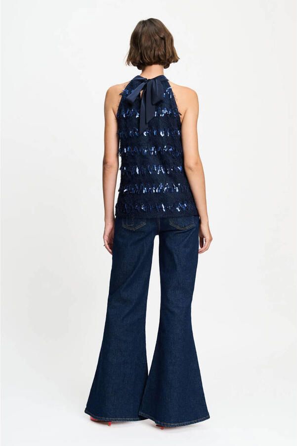 POM Amsterdam top met pailletten donkerblauw - Foto 3