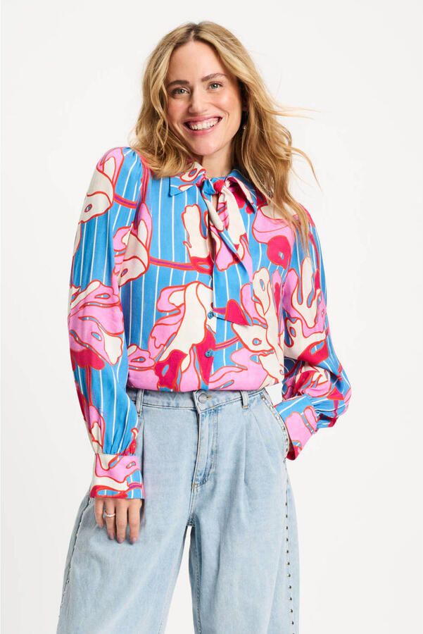 POM AMSTERDAM Dames Blouses Blouse Urban Flora Stripe Multi - Foto 5