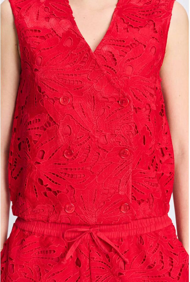 POM AMSTERDAM Dames Tops & T-shirts Top Lace Bloom Red Rood - Foto 6