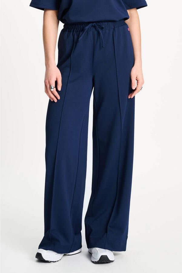 POM Amsterdam wide leg high waist broek donkerblauw