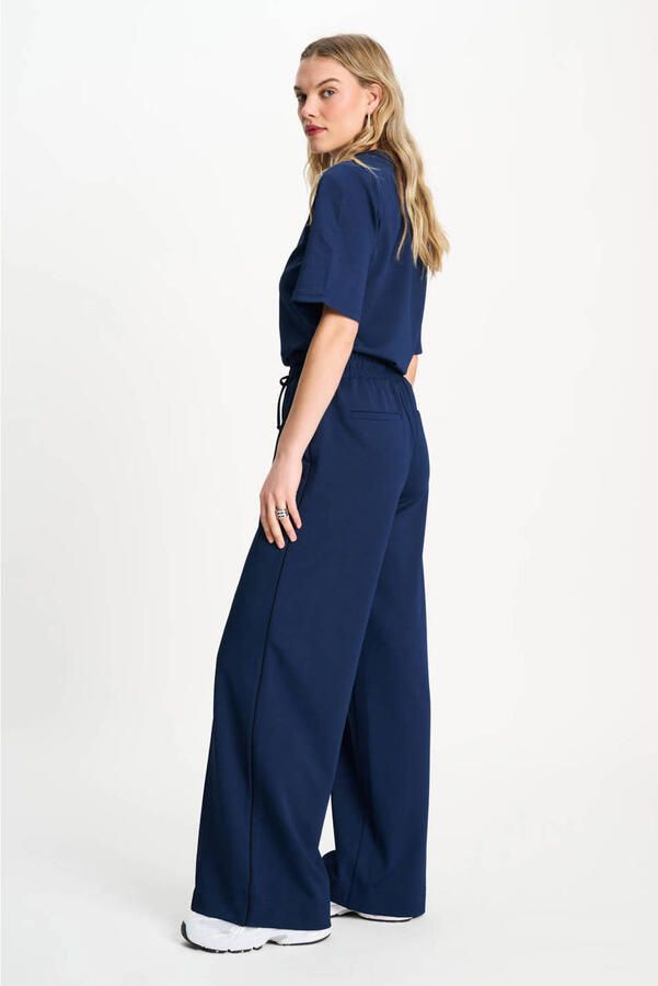 POM Amsterdam wide leg high waist broek donkerblauw - Foto 2