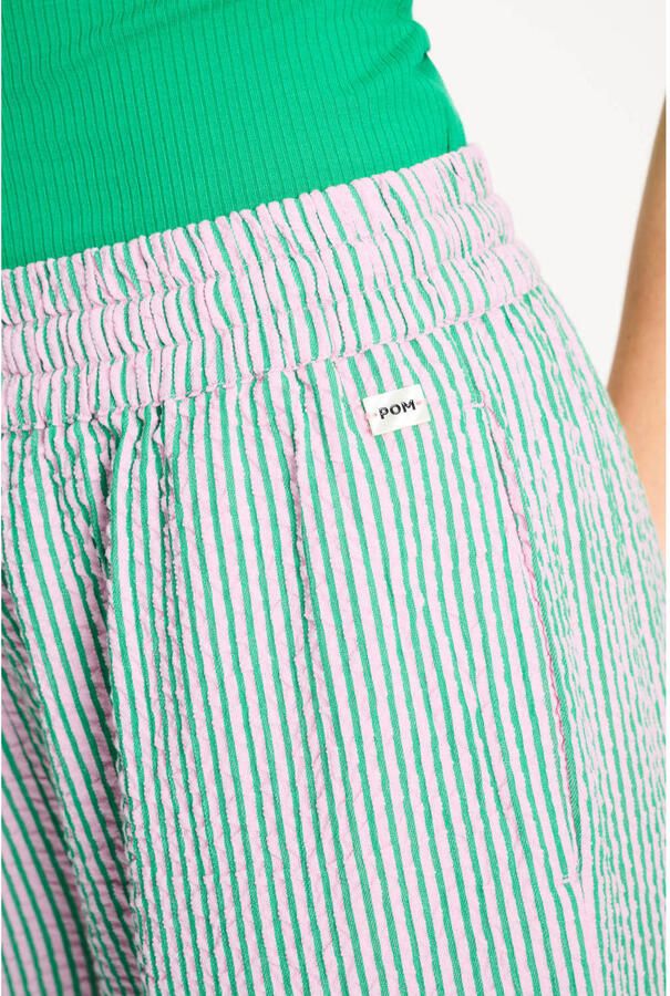 POM Amsterdam wide leg high waist broek met krijtstreep groen - Foto 6