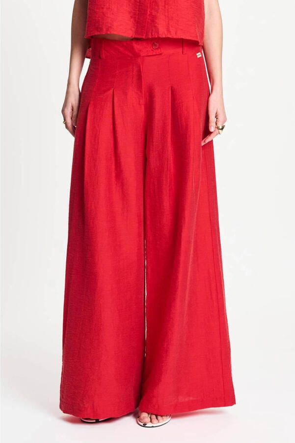 POM Amsterdam wide leg high waist broek rood