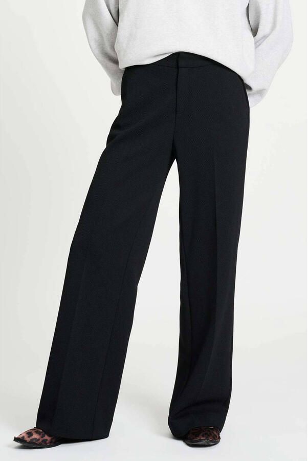 POM Amsterdam wide leg high waist broek zwart