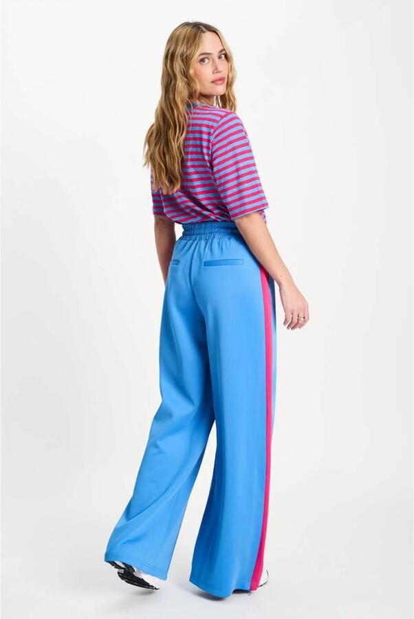 POM Amsterdam wide leg high waist gestreepte broek blauw - Foto 2