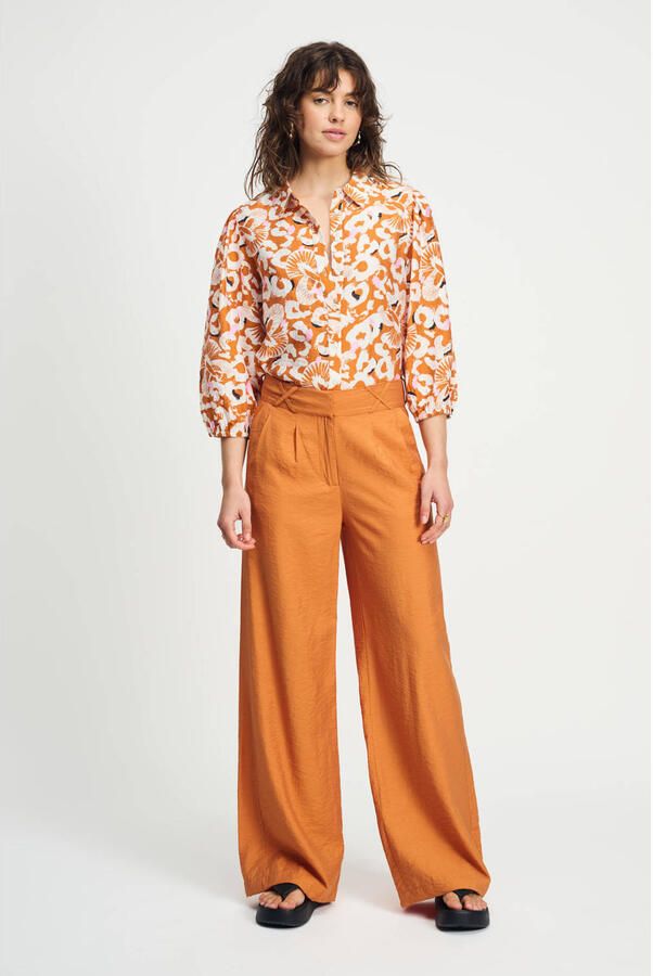 POM Amsterdam wide leg high waist pantalon bruin