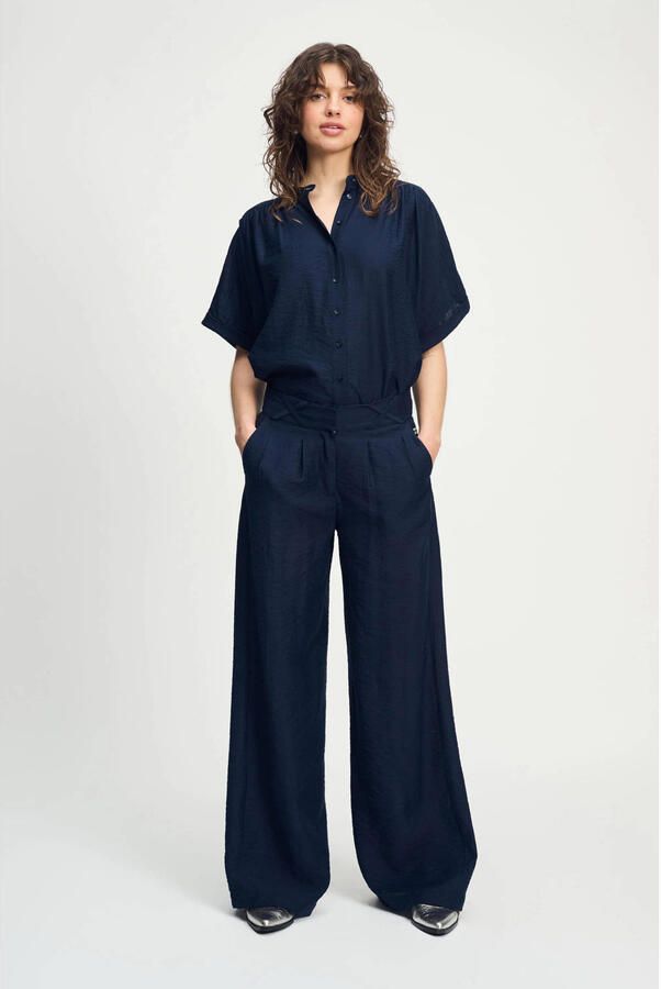 POM Amsterdam wide leg high waist pantalon donkerblauw - Foto 2